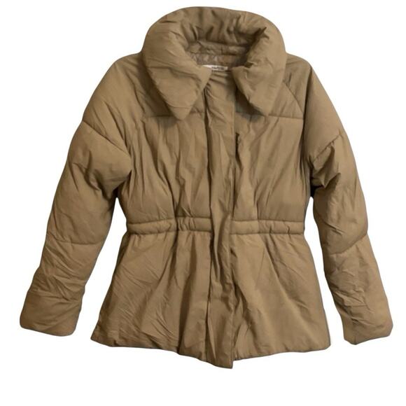 A New Day Tan Puffer Jacket Coat Women's SZ XS Mid Length Matte Warm Soft - Picture 3 of 10